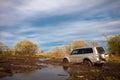 Mitsubishi Pajero/Montero stuck in mud Royalty Free Stock Photo