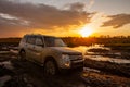 Mitsubishi Pajero/Montero stuck in mud Royalty Free Stock Photo