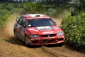 Mitsubishi rally car on track Royalty Free Stock Photo