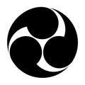 Japanese tomoe symbol, the left threefold Mitsudomoe