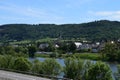 village LÃÂ¶snich behind the blue Mosel Royalty Free Stock Photo