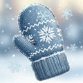 Mitten adorned with white snowflake patterns and zigzag designs Royalty Free Stock Photo