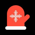 Mitten glove, Merry Christmas icon set, flat design