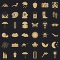 Mitten icons set, simple style