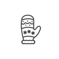 Mitten, Winter Glove line icon, outline vector sign, linear pict