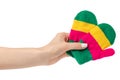 Mittens baby color in hand Royalty Free Stock Photo