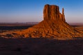 The Mittens, buttes in Monument Valley at sunrise, Arizona and Utah, USA Royalty Free Stock Photo