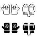 Mittens icon vector set. Winter illustration sign collection. Cloth symbol or logo. Royalty Free Stock Photo