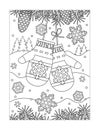 Mittens lost in winter forest coloring page Royalty Free Stock Photo