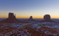 The Mittens and Merrick Butte during sunrise, Monument Valley Na Royalty Free Stock Photo