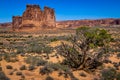 The Mittens, three buttes in Monument Valley at sunrise, Arizona and Utah, USA Royalty Free Stock Photo