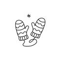 Mittens Winter Outline Doodle Icon