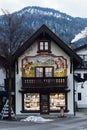 MITTENWALD, GERMANY - DECEMBER 2018: traditional Bavarian painted house