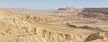 Mitzpe Ramon dry canyon landscape in the Negev desert of Israel. Royalty Free Stock Photo