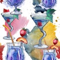 Mix bar party cocktail drink. Alcohol in glass set, restaurant menu illustration.