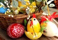 Mix of beautiful handmade Easter colored eggs