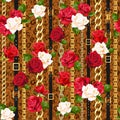 Mix belts, red and white roses Royalty Free Stock Photo