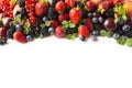 Mix berries isolated on a white. Berries and fruits with copy space for text. Black-blue and red food. Ripe blackberries, blueberr Royalty Free Stock Photo