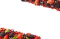 Mix berries on a white background. Ripe red currants, strawberries, blackberries, blueberries, blackcurrants on white background. Royalty Free Stock Photo