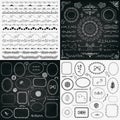 Mix of Black and Chalk Drawing Rustic Design Elements Royalty Free Stock Photo