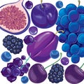 Mix blue and lilac fruits and berries