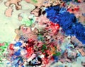 Mix blue red pink gray abstract wet paint background. Painting spots. Royalty Free Stock Photo