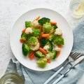 Mix of boiled vegetables. Broccoli, carrots, cauliflower. Steamed vegetables for low-calorie diet Royalty Free Stock Photo