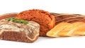 Mix of breads closeup isolated