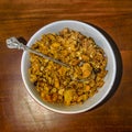 Mix of cereals and nuts on plate Royalty Free Stock Photo