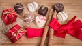 Mix Chocolate pralines Belgian truffles with decoration for Christmas day. Handmade chocolate. Royalty Free Stock Photo