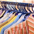 Mix color Shirt and Tie on Hangers Royalty Free Stock Photo