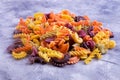 Mix of colored pasta