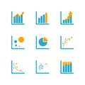 Mix concept graph chart and data analytics icon for infographic information presentation Royalty Free Stock Photo