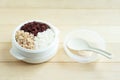 Mix of cooked rice in plastic bowl Royalty Free Stock Photo