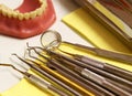 Mix of Dental tools in stomatological clinic