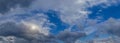 Mix of different cloud forms on the blue sky, wide panoramic view. Royalty Free Stock Photo