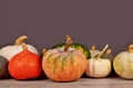 Mix of different colorful pumpkins and squashes Royalty Free Stock Photo