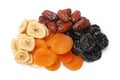 Mix of different dried fruits isolated on white, top view Royalty Free Stock Photo