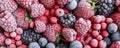 Mix of different frozen berries as background, banner