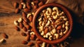Mix of different nuts as background close-up Royalty Free Stock Photo