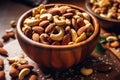 Mix of different nuts as background close-up Royalty Free Stock Photo