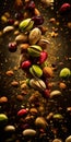 Mix of different nuts as background close-up Royalty Free Stock Photo