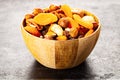 Mix of different nuts and dried fruits Royalty Free Stock Photo