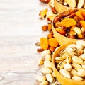 mix of different nuts and dried fruits Royalty Free Stock Photo