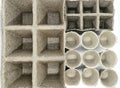 Mix of Different Type Recycled Paper Cups for Planting View from Above Royalty Free Stock Photo