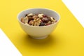 Mix of dried fruits and nuts in a bowl
