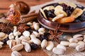 Mix of dried fruits and nuts Royalty Free Stock Photo