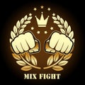 Mix fight competition emblem with fists