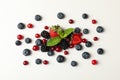 Mix fresh berries on white background, top view Royalty Free Stock Photo