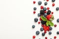 Mix fresh berries on white background, top view Royalty Free Stock Photo